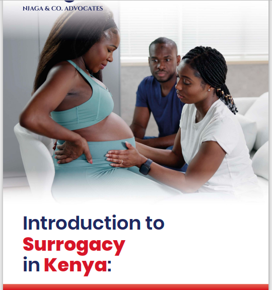 Lady holding the pregnancy belly of a lady seated , His hubby is seated next to her as she examines the pregnancy | Introduction to surrogacy in Kenya e-handbook | Njaga & Co. Advocates family law