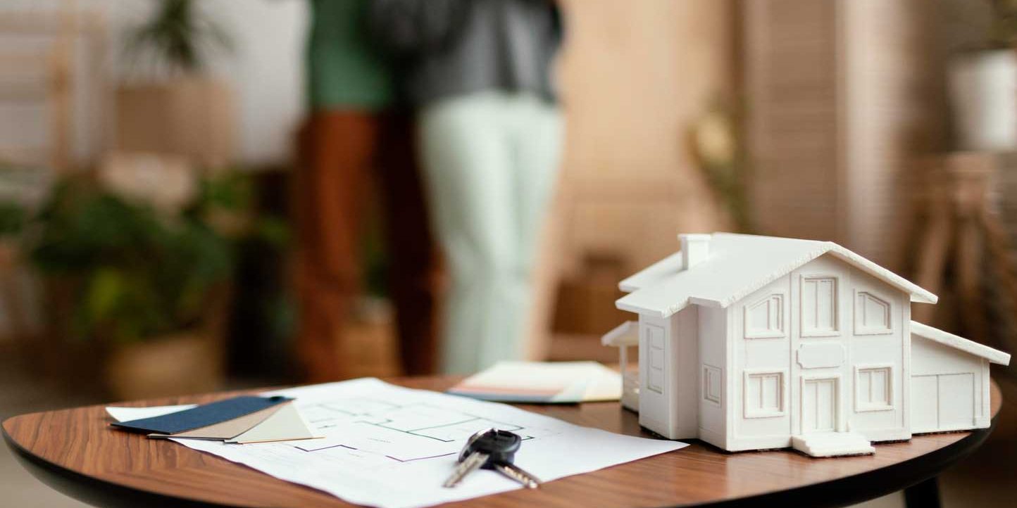 buying-a-home-in-kenya Couple standing in the sitting room with house project on the table | Njaga and Co. Advocates legal Articles | Buying Property in Kenya for Foreign Investors and Kenyans in Diaspora