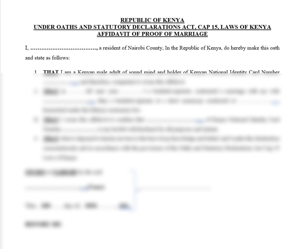Affidavit of a Lost Document or Certificate