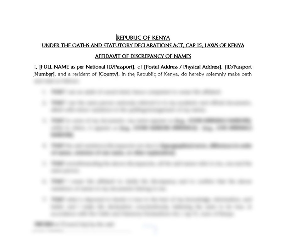 Affidavit of Discrepancy of Names