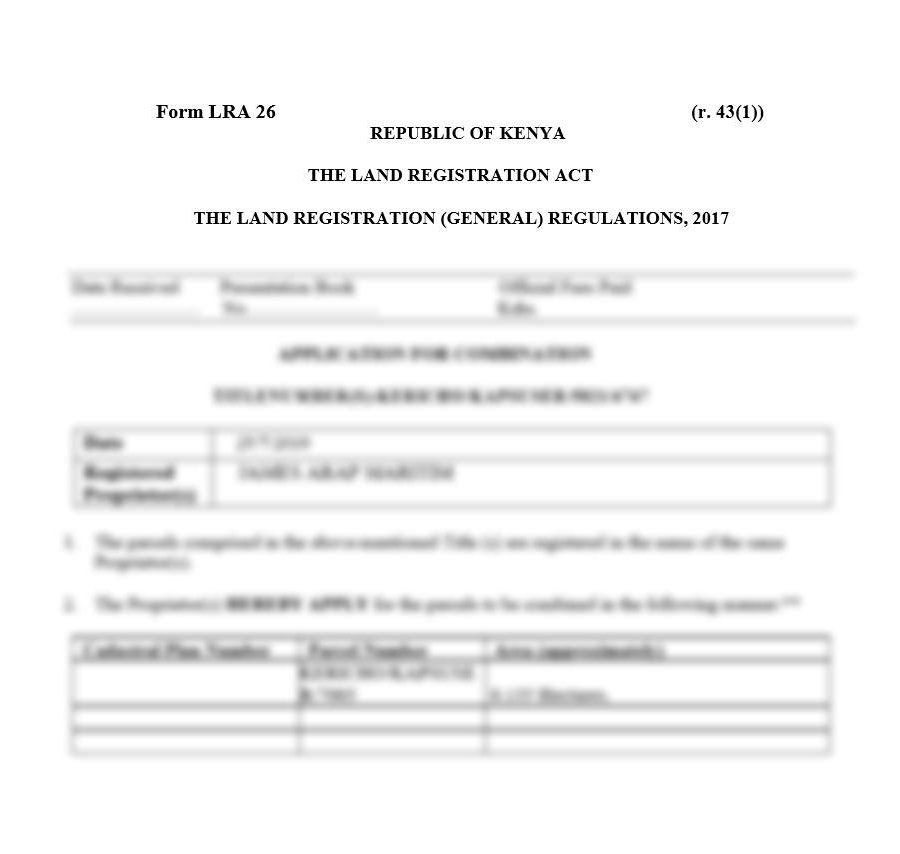 Application for Combination - Form LRA-26