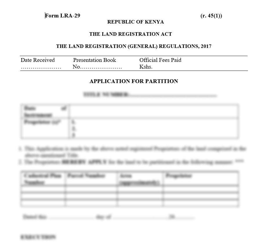 Application for Partition - Form LRA-29