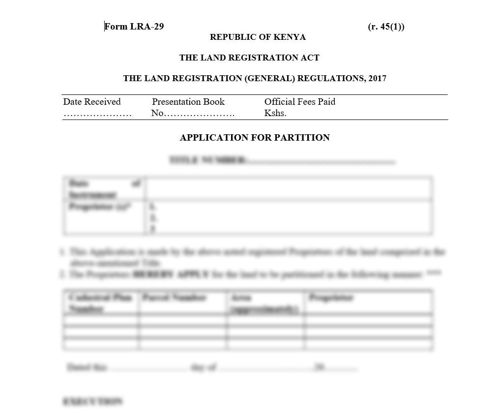 Application for Partition - Form LRA-29