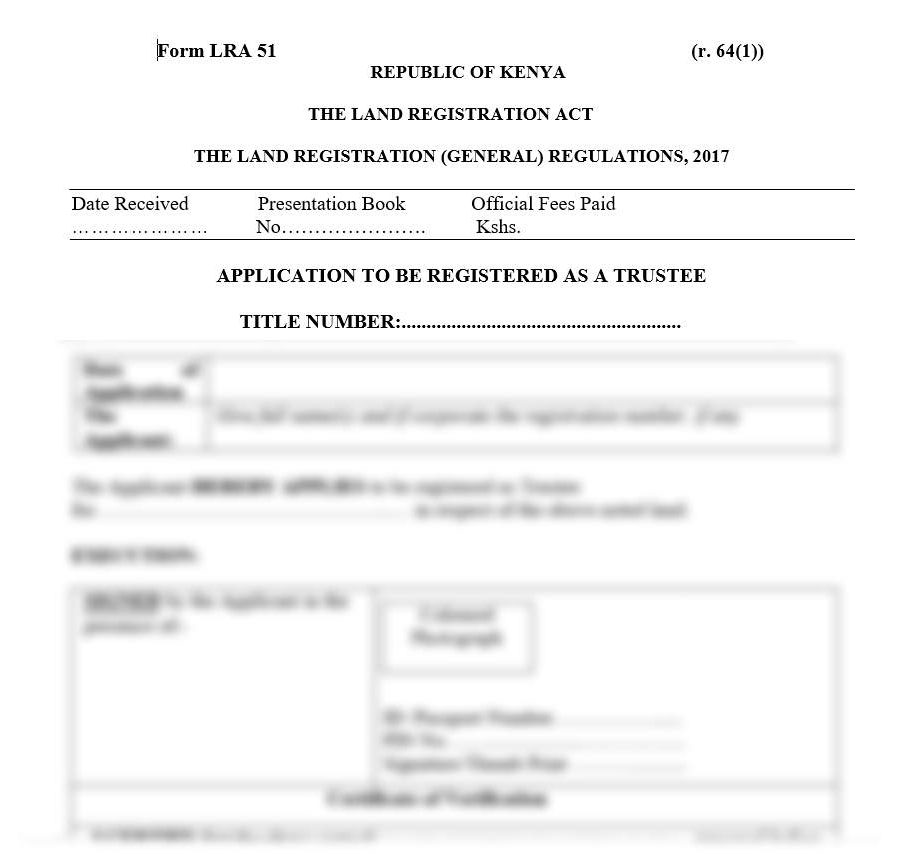 Application to be Registered as a Trustee - Form LRA-51 | wealth planning in kenya