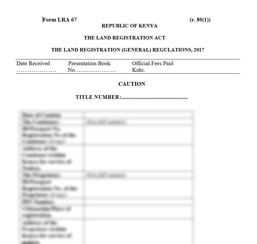 Caution - Form LRA-67