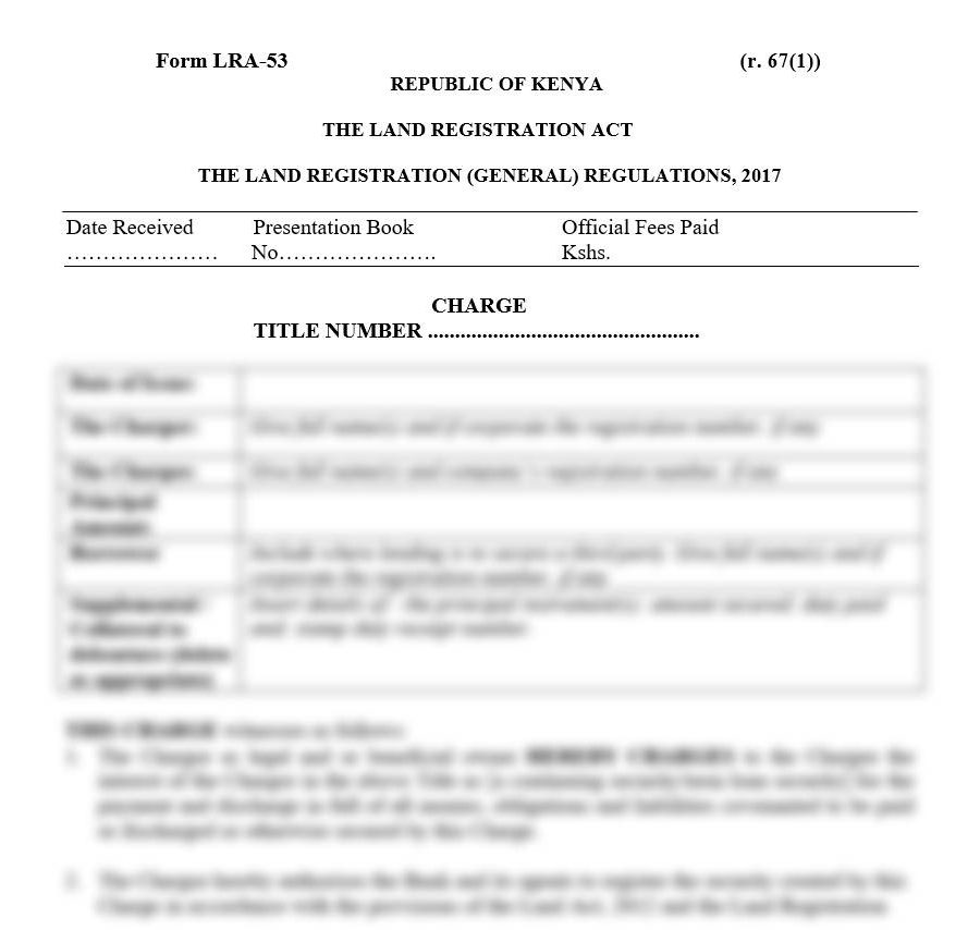 Charge - Form LRA-53 | land forms online in kenya