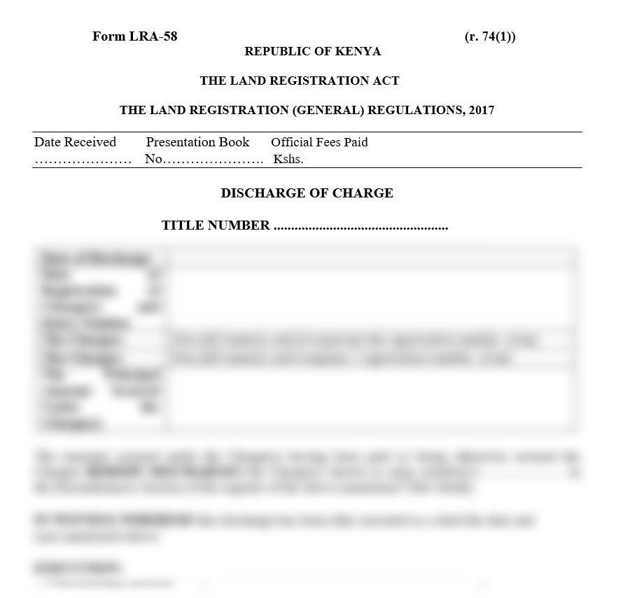 Discharge of Charge - Form LRA-58