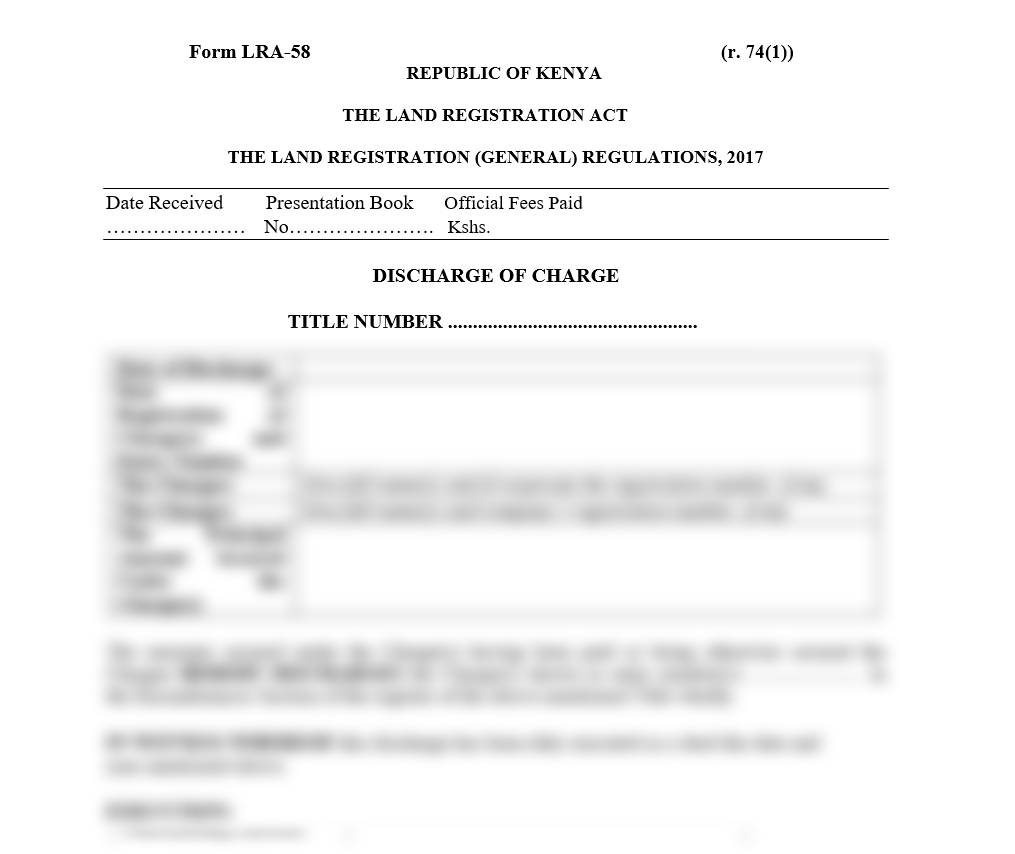 Discharge of Charge - Form LRA-58