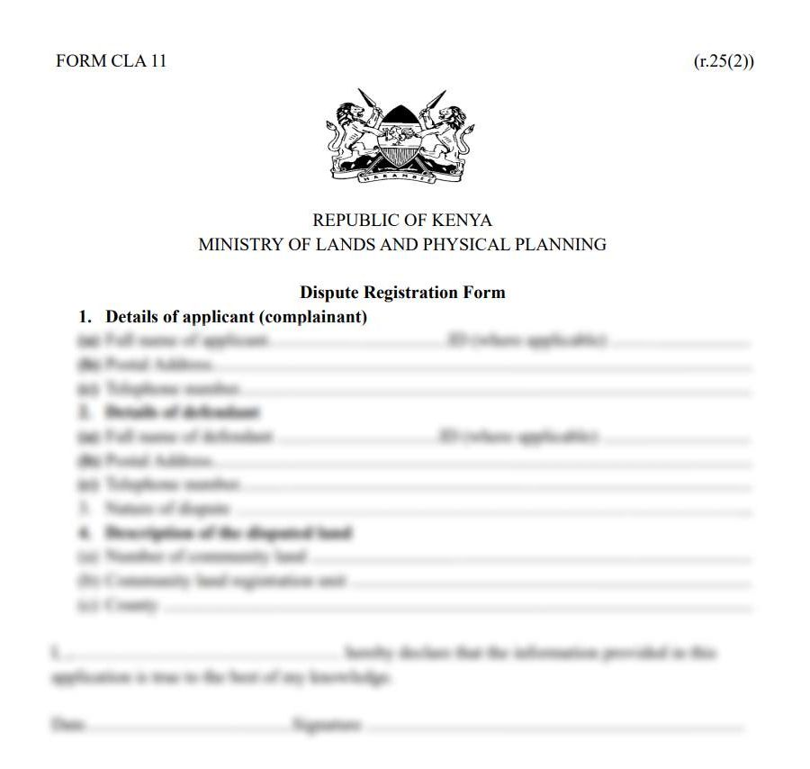 Dispute Registration Form - Form CLA-11