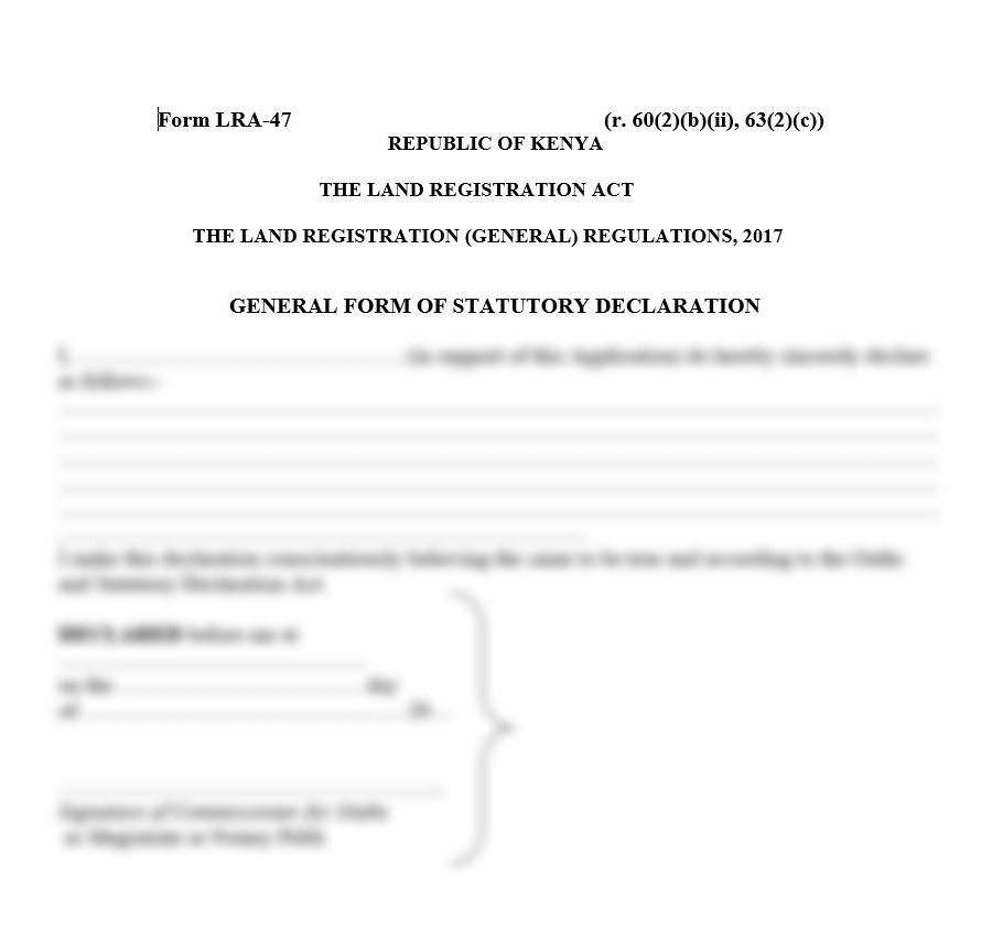 General Form of Statutory Declaration - Form LRA-47 | land forms