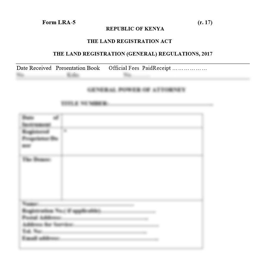 General Power of Attorney - LRA-5 | land forms in kenya