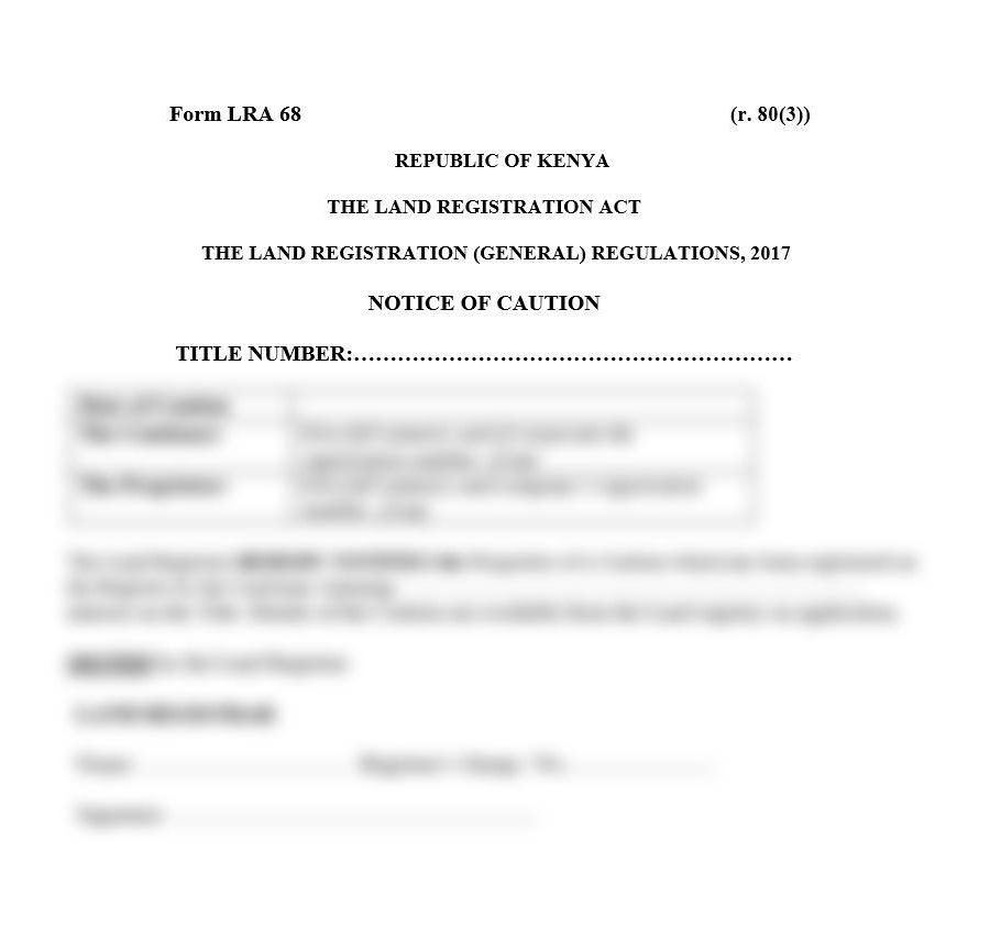 Notice of Caution - Form LRA-68