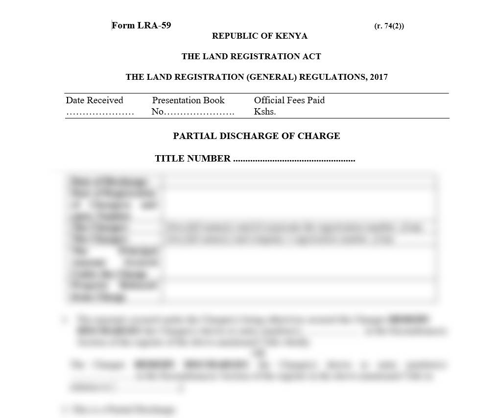 Partial Discharge of Charge - Form LRA-59