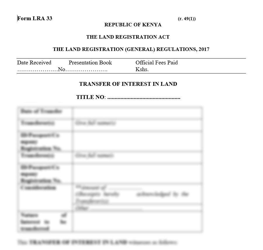 Transfer of Interest in Land - Form LRA-33 | land forms online