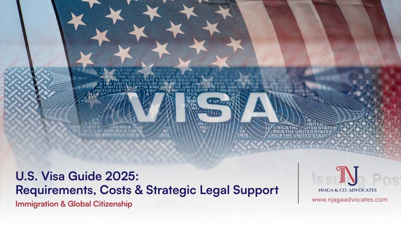 The word Visa written over USA Flag | US Visa concept | immigration lawyers in kenya