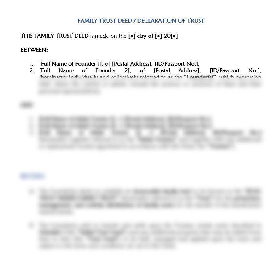 Family Trust Deed/ Declaration of Trust