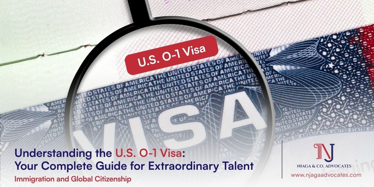 magnifying glass on a US visa showing U.S. O-1 Visa concept | us visa application lawyers in Kenya