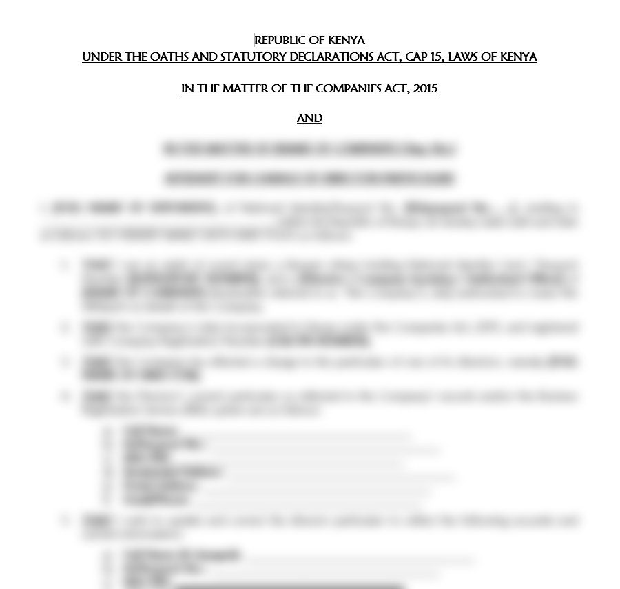 Affidavit for Change of Director Particulars