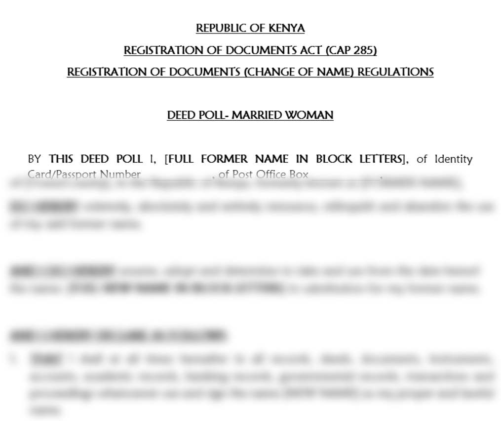 Deed Poll - Married Woman
