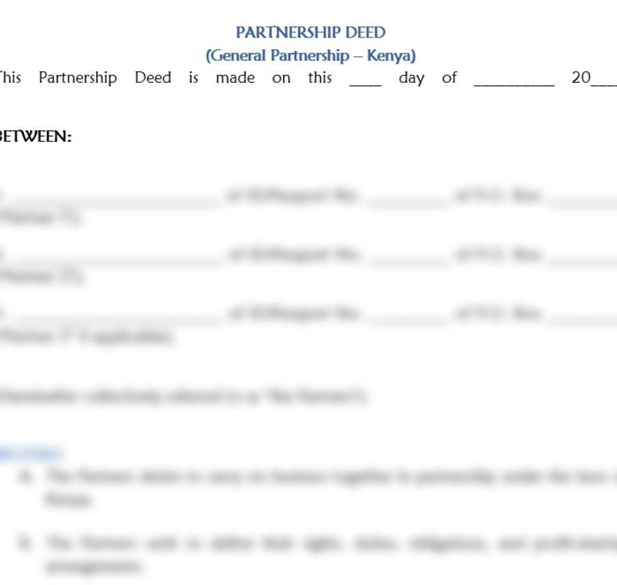 General Partnership Deed – Kenya