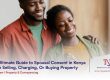 African descent couple male and lady hugging all smiles looking at a document in the lady's hands | Spousal Consent in Kenya When Selling, Charging, Or Buying Property