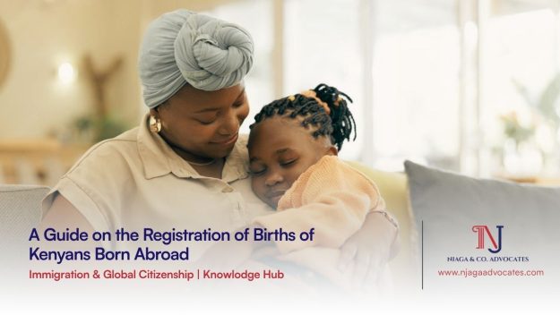 An African descent mother holding her toddler while seated on the coach highlighting birth registration | A Guide on the Registration of Births of Kenyans Born Abroad by Njaga Advocates | Immigration lawyers in Nairobi