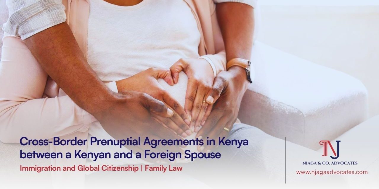 Couple seated together with hands on the pregnancy bum | Cross-Border Prenuptial Agreements in Kenya Guide | prenup agreements lawyer in Kenya
