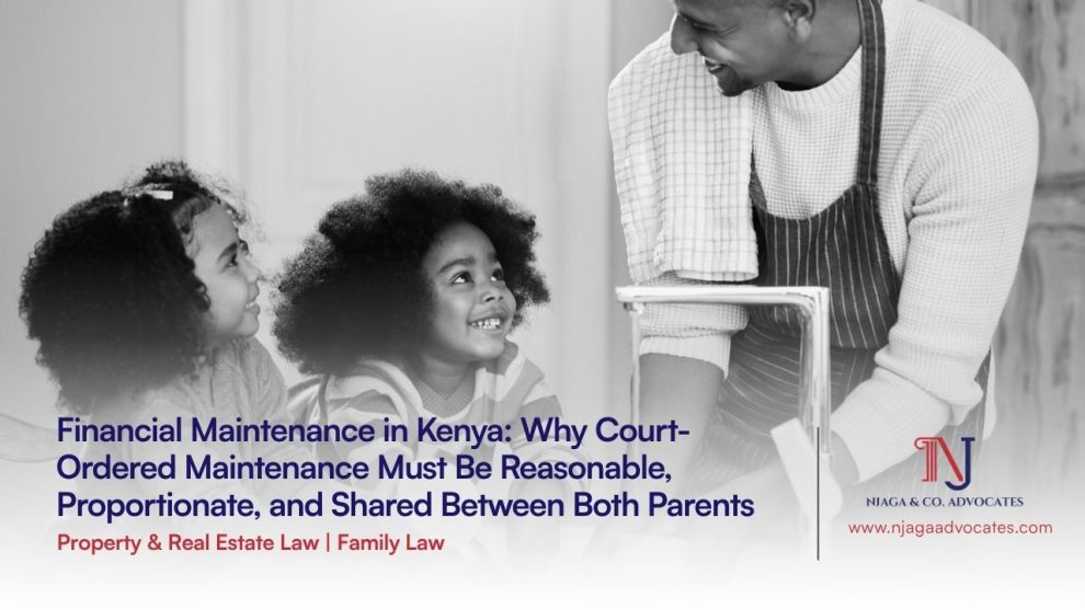 Financial Maintenance in Kenya Financial Maintenance in Kenya: Why Court-Ordered Maintenance Must Be Reasonable, Proportionate, and Shared Between Both Parents