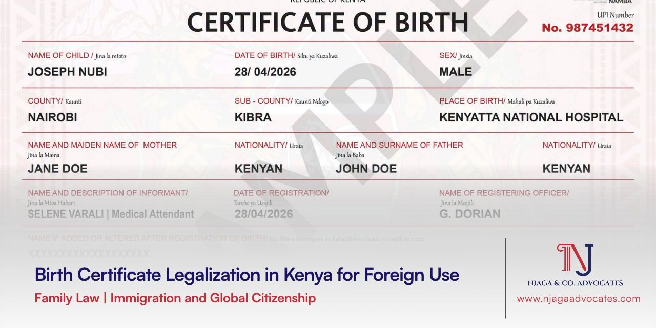 Birth Certificate Legalization in Kenya for Foreign Use